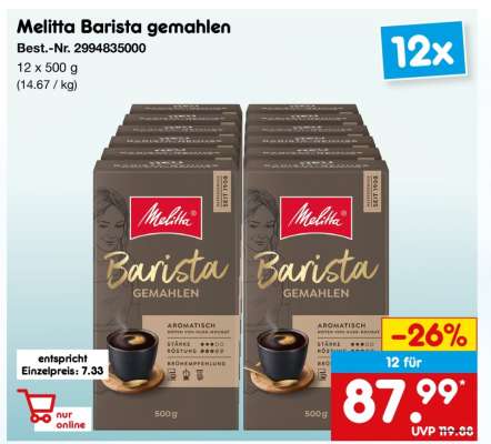 Melitta Barista gemahlen