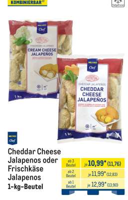 Cheddar Cheese Jalapenos oder Frischkäse Jalapenos
