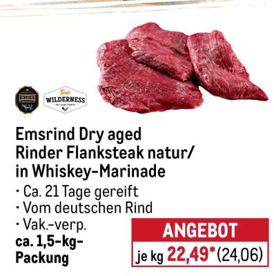 Emsrind Dry aged Rinder Flanksteak natur/in Whiskey-Marinade
