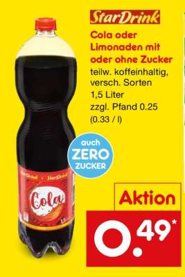 StarDrink Cola oder Limonaden mit oder ohne Zucker