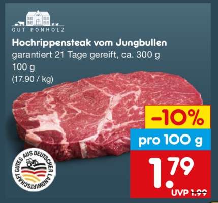 Hochrippensteak vom Jungbullen