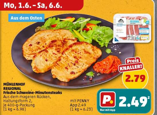 MÜHLENHOF REGIONAL Frische Schweine-Minutensteaks