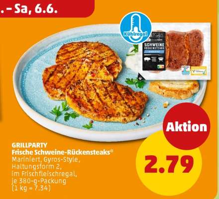 GRILLPARTY Frische Schweine-Rückensteaks*
