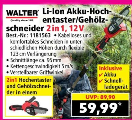 Li-Ion Akku-Hochentaster/Gehölzschneider 2in1, 12V