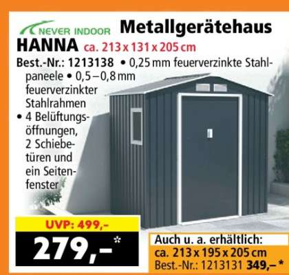 Metallgerätehaus HANNA ca. 213 x 131 x 205 cm