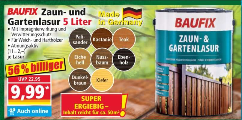BAUFIX Zaun- und Gartenlasur 5 Liter
