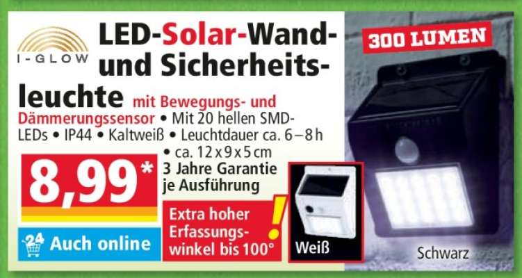LED-Solar-Wand- und Sicherheitsleuchte