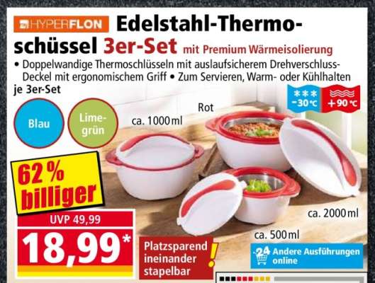 Edelstahl-Thermoschüssel 3er-Set