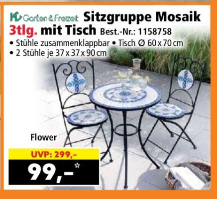 Sitzgruppe Mosaik 3tlg. mit Tisch