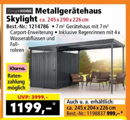 Metallgerätehaus Skylight
