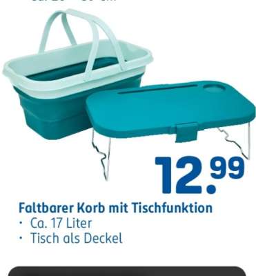 Faltbarer Korb mit Tischfunktion