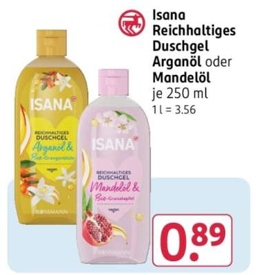Isana Reichhaltiges Duschgel Arganöl oder Mandelöl