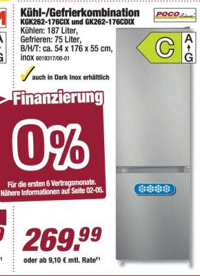 Kühl-/Gefrierkombination KGK262-176CIX und GK262-176CDIX