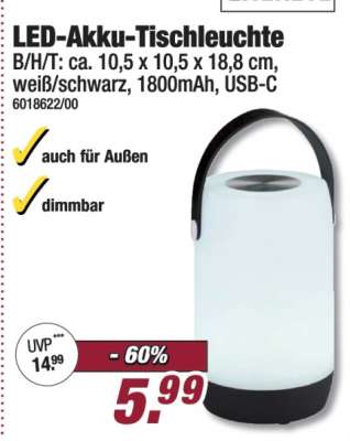 LED-Akku-Tischleuchte