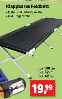 Klappbares Feldbett