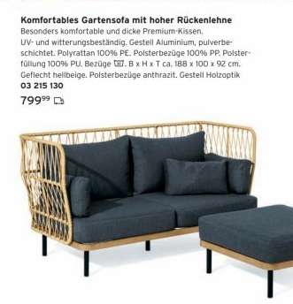 Komfortables Gartensofa mit hoher Rückenlehne