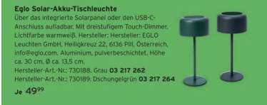 Eglo Solar-Akku-Tischleuchte