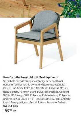 Komfort-Gartenstuhl mit Textilgeflecht
