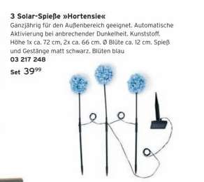 3 Solar-Spieße »Hortensie«