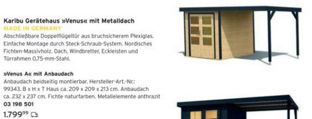 Karibu Gerätehaus »Venus« mit Metalldach