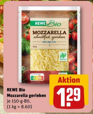 REWE Bio Mozzarella gerieben