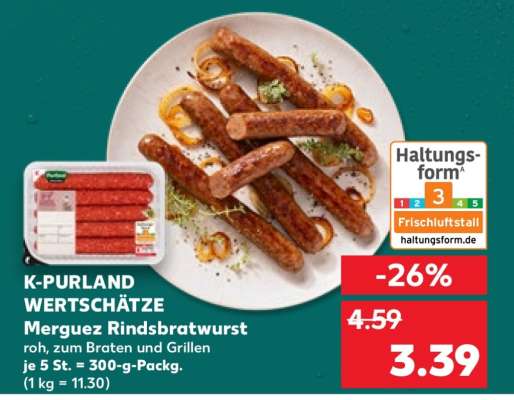 K-PURLAND WERTSCHÄTZE Merguez Rindsbratwurst
