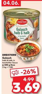 DREISTERN Gulasch halb & halb, in herzhafter Sauce