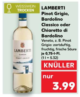 LAMBERTI Pinot Grigio, Bardolino Classico oder Chiaretto di Bardolino