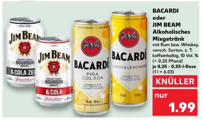 BACARDI oder JIM BEAM Alkoholisches Mixgetränk