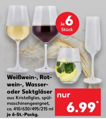 Weißwein-, Rotwein-, Wasser- oder Sektgläser