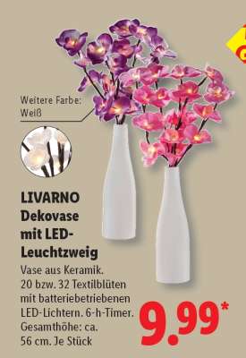LIVARNO Dekovase mit LED-Leuchtzweig
