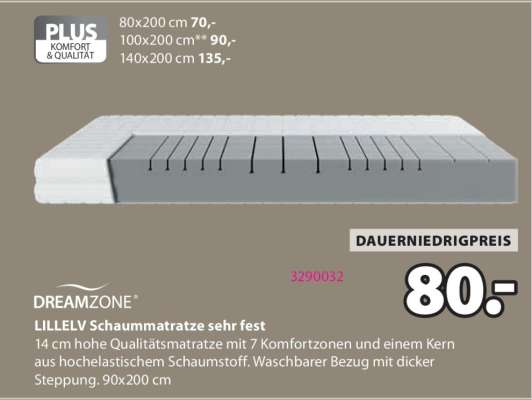 DREAMZONE LILLELV Schaummatratze sehr fest