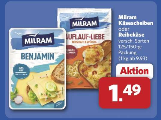 Milram Käsescheiben oder Reibekäse