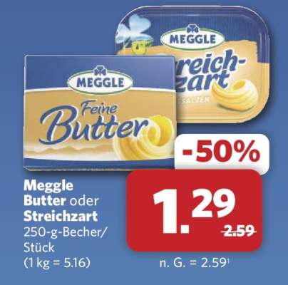 Meggle Butter oder Streichzart