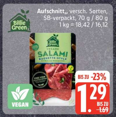 Billie Green Vegane Salami Baguette-Style