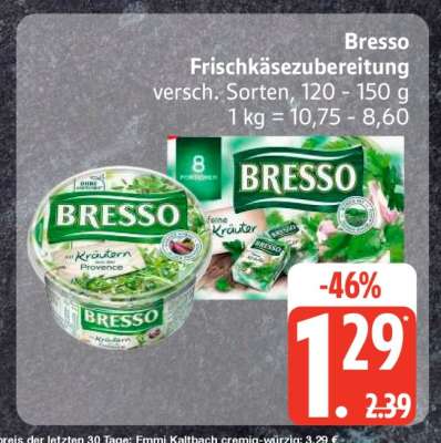 Bresso Frischkäsezubereitung