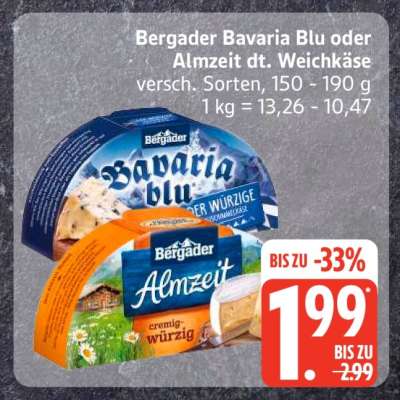 Bergader Bavaria Blu oder Almzeit dt. Weichkäse