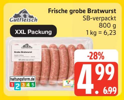 ¹Frische grobe Bratwurst