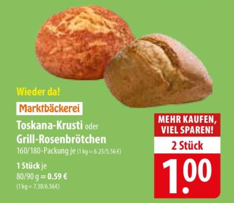 Toskana-Krusti oder Grill-Rosenbrötchen