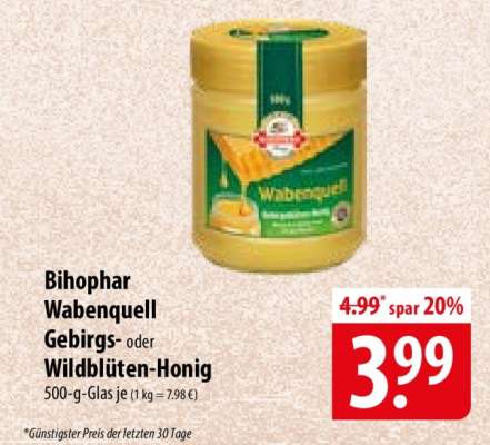 Bihophar Wabenquell Gebirgs- oder Wildblüten-Honig