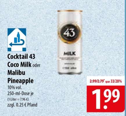 Cocktail 43 Coco Milk oder Malibu Pineapple