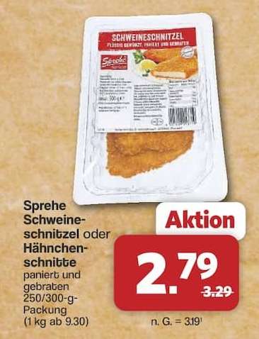 Sprehe Schweineschnitzel oder Hähnchenschnitzel