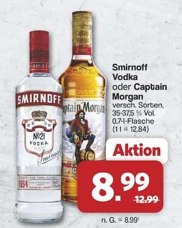 Smirnoff Vodka oder Captain Morgan