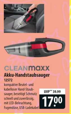 CLEANmaxx Akku-Handstaubsauger