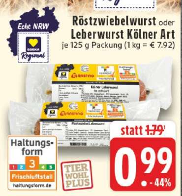 Röstzwiebelwurst oder Leberwurst Kölner Art