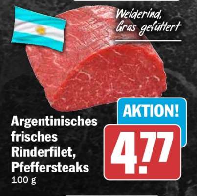 Argentinisches frisches Rinderfilet, Pfeffersteaks