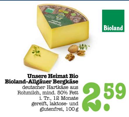 Unsere Heimat Bio Bioland-Allgäuer Bergkäse