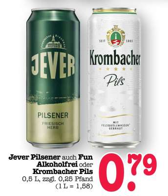 Jever Pilsener auch Fun Alkoholfrei oder Krombacher Pils