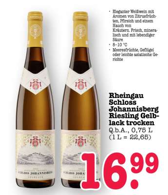 Rheingau Schloss Johannisberg Riesling Gelblack trocken