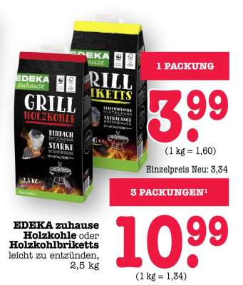 EDEKA zuhause Holzkohle oder Holzkohlebriketts